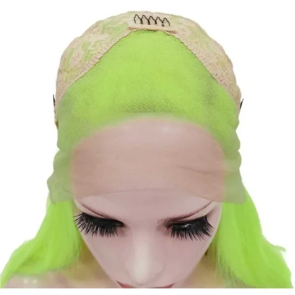 22” Neon Green Straight Lace Front Wig *NEW*
